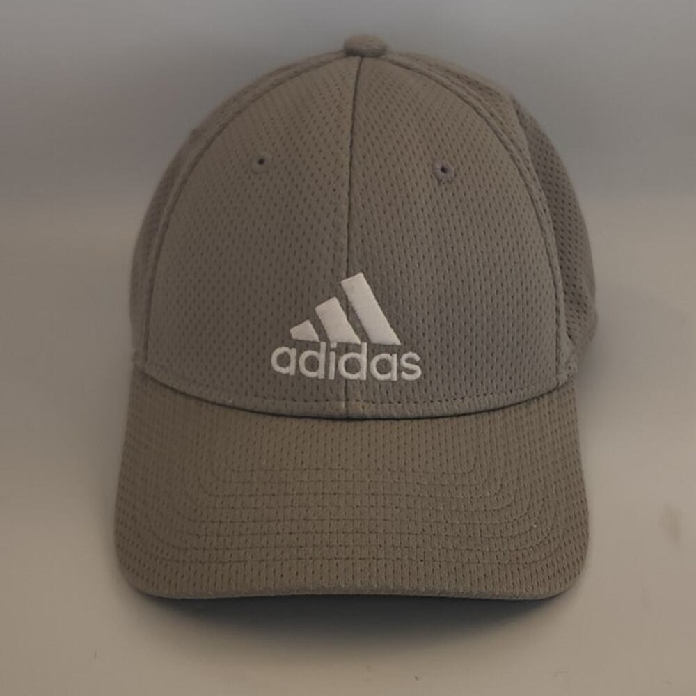 Adidas White Logo on Grey‎ fitted Hat S/M EUC